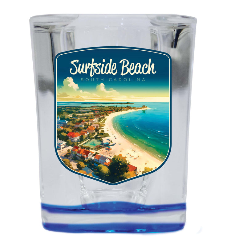 Surfside Beach South Carolina Design A Souvenir 2 Ounce Shot Glass Square Blue Base Single