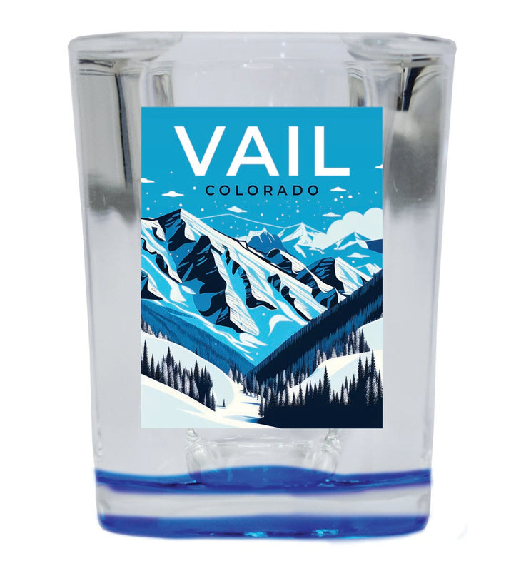 Vail Colorado Souvenir 2 oz Blue Shot Glass Round or Square Blue