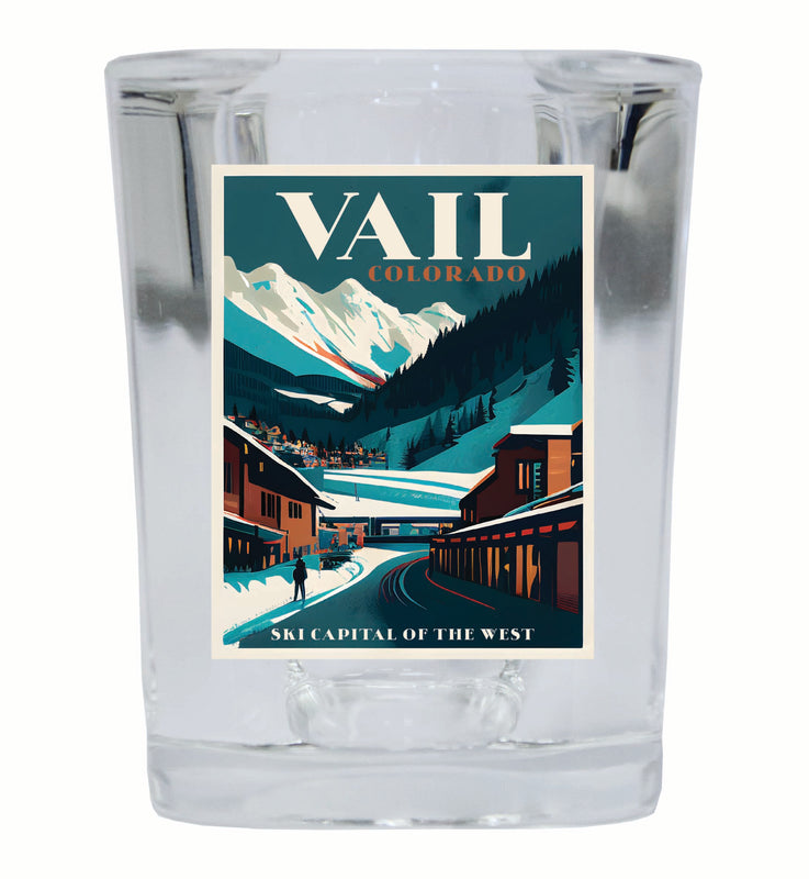 Vail Colorado Design B Souvenir 2 Ounce Shot Glass Square Single
