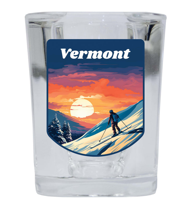 Vermont Design B Souvenir 2 Ounce Shot Glass Square 4-Pack