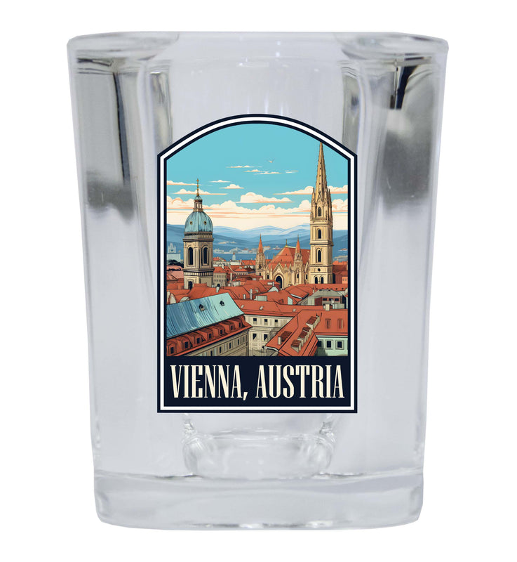 Vienna Austria Design B Souvenir 2 Ounce Shot Glass Square Single
