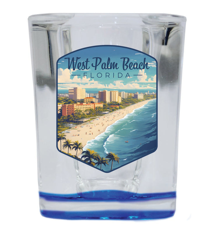 West Palm Beach Florida Souvenir 2 oz Blue Shot Glass Round or Square Blue