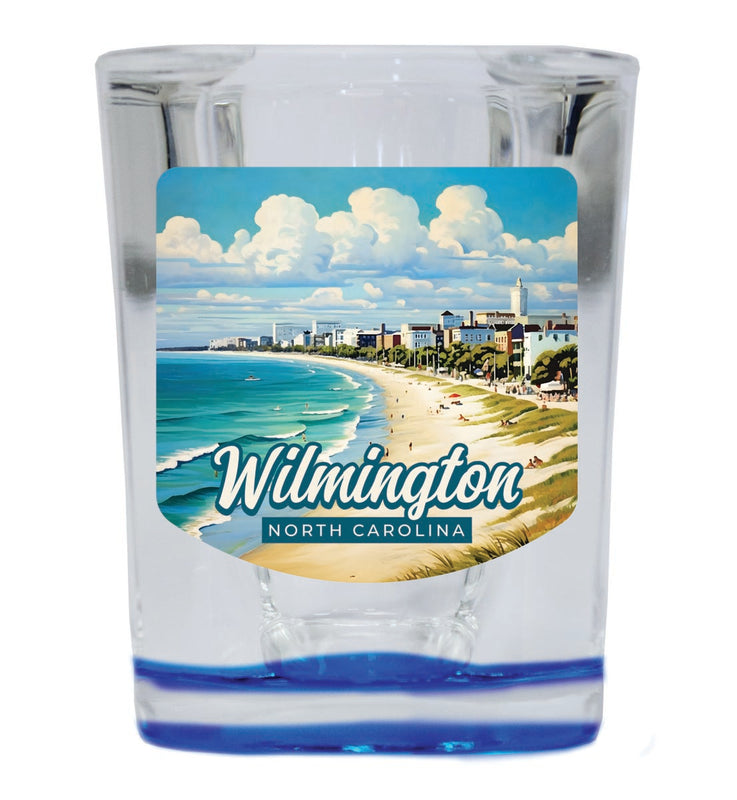 Wilmington North Carolina Souvenir 2 oz Blue Shot Glass Round or Square Blue