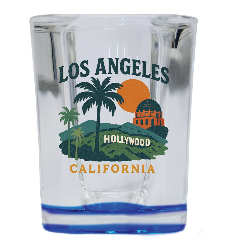 Los Angeles California Vintage Design Souvenir 2 Ounce Shot Glass Square Blue Base