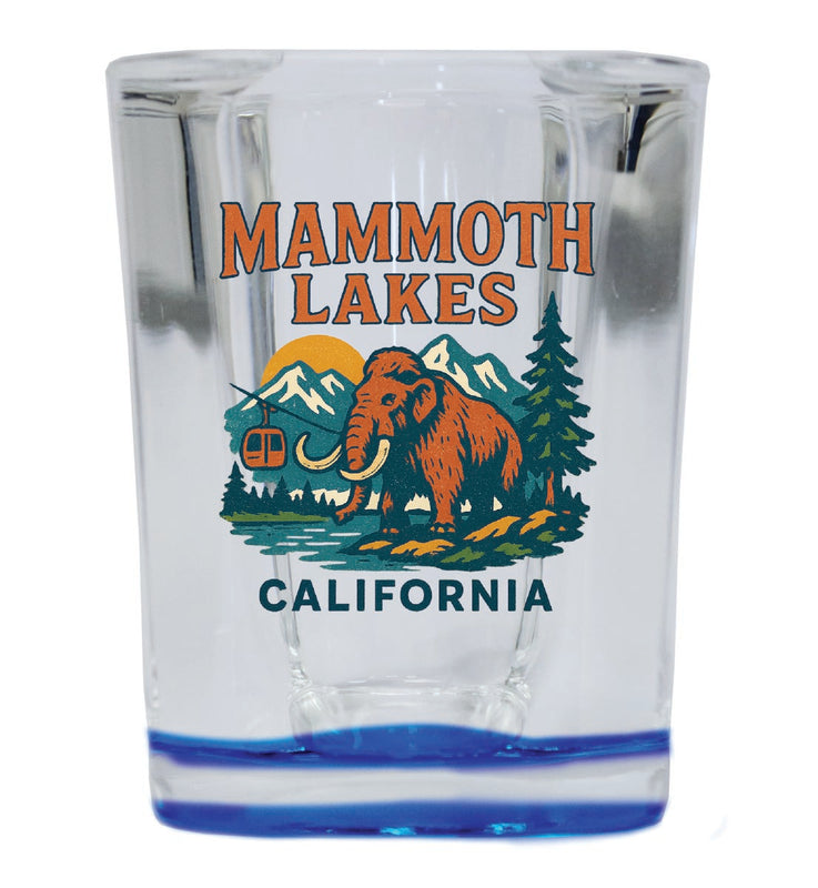 Mammoth Lakes California Vintage Design Souvenir 2 Ounce Shot Glass Square Blue Base