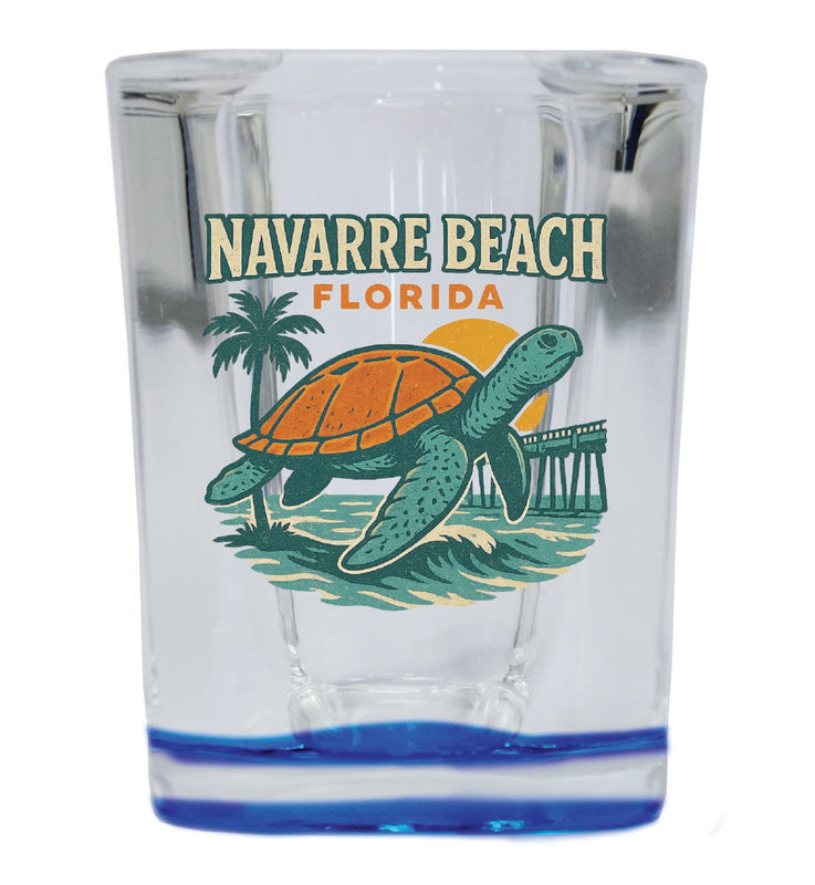 Navarre Beach Florida Vintage Design Souvenir 2 Ounce Shot Glass Square Blue Base