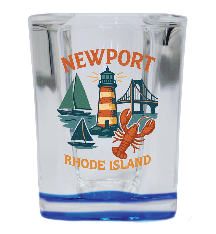 Newport Rhode Island Vintage Design Souvenir 2 Ounce Shot Glass Square Blue Base