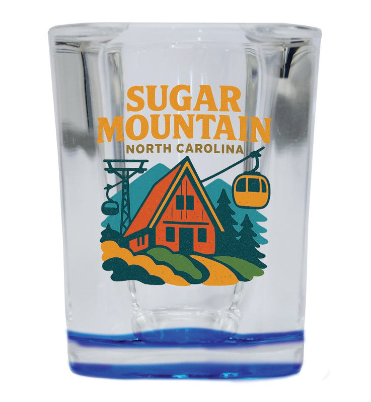 Sugar Mountain North Carolina Vintage Design Souvenir 2 Ounce Shot Glass Square Blue Base