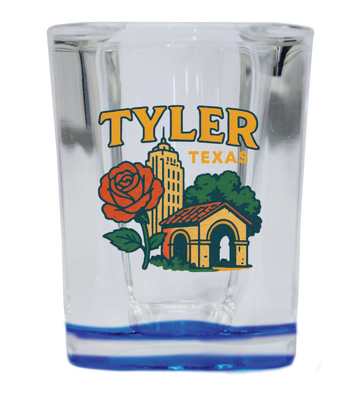 Tyler Texas Vintage Design Souvenir 2 Ounce Shot Glass Square Blue Base