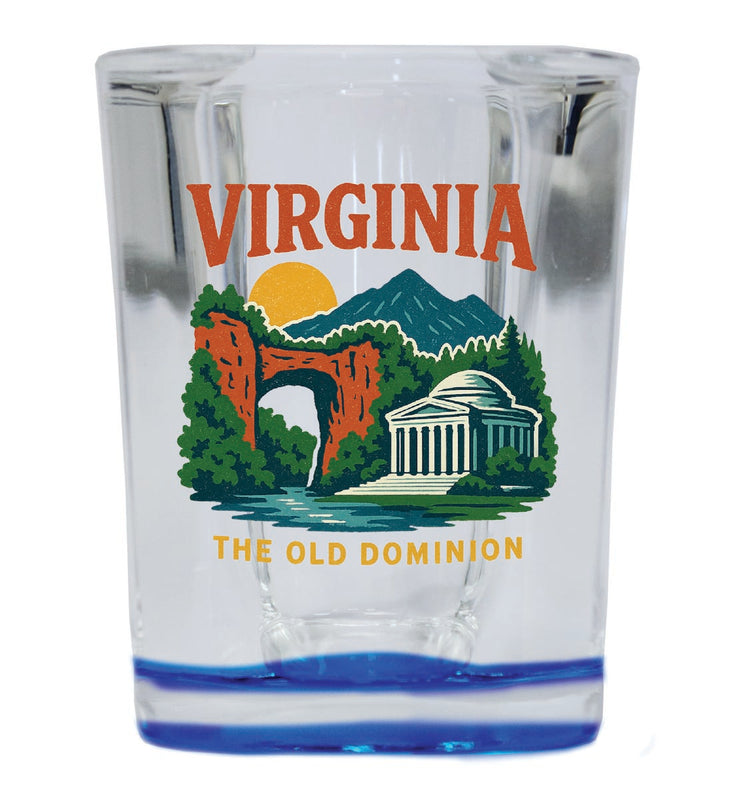 Virginia Vintage Design Souvenir 2 Ounce Shot Glass Square Blue Base