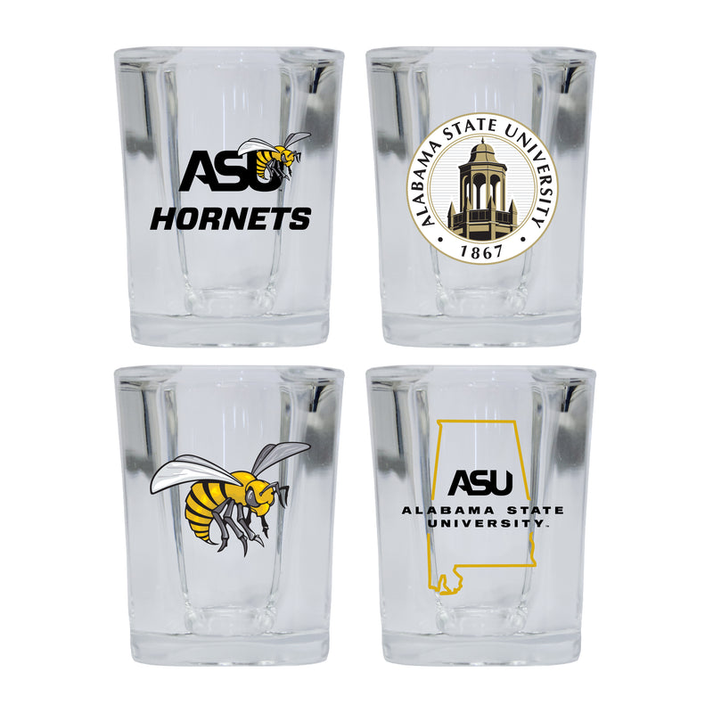 Alabama State University Set of 4 Shot Glasses with School Design, Officially Licensed Glassware