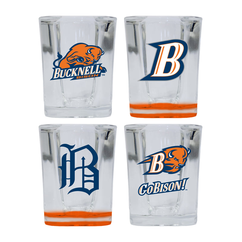 Bucknell University Bison Set of 4 Shot Glasses with School Design, Officially Licensed Glassware