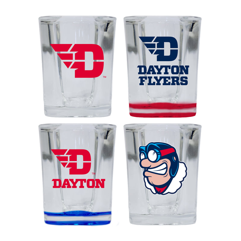 Dayton Flyers Set of 4 Shot Glasses with School Design, Officially Licensed Glassware