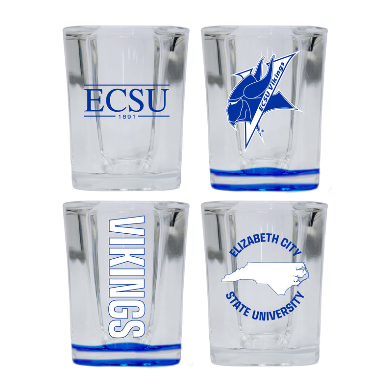 Elizabeth City State University Set of 4 Shot Glasses with School Design, Officially Licensed Glassware