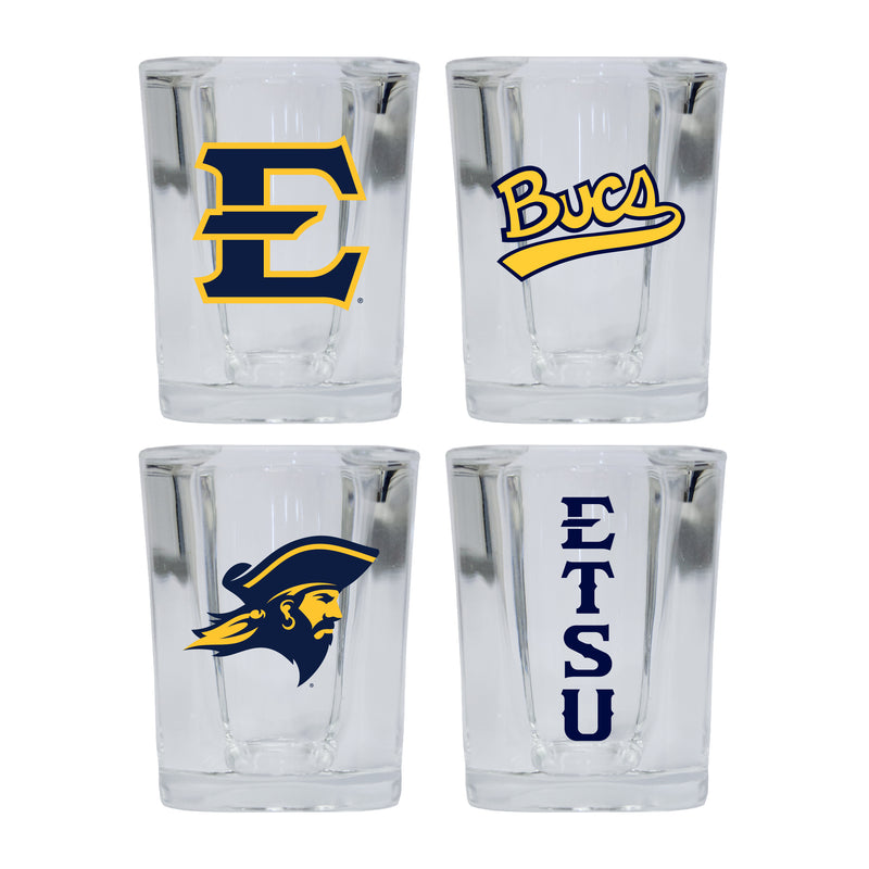 East Tennessee State University Set of 4 Shot Glasses with School Design, Officially Licensed Glassware