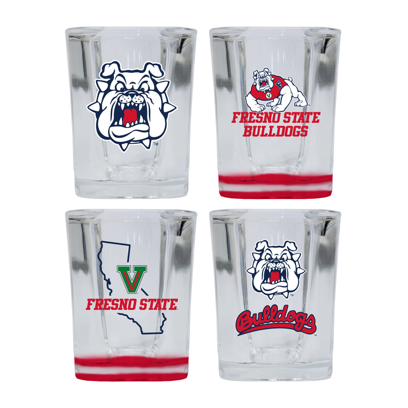 Fresno State Bulldogs Set of 4 Shot Glasses with School Design, Officially Licensed Glassware