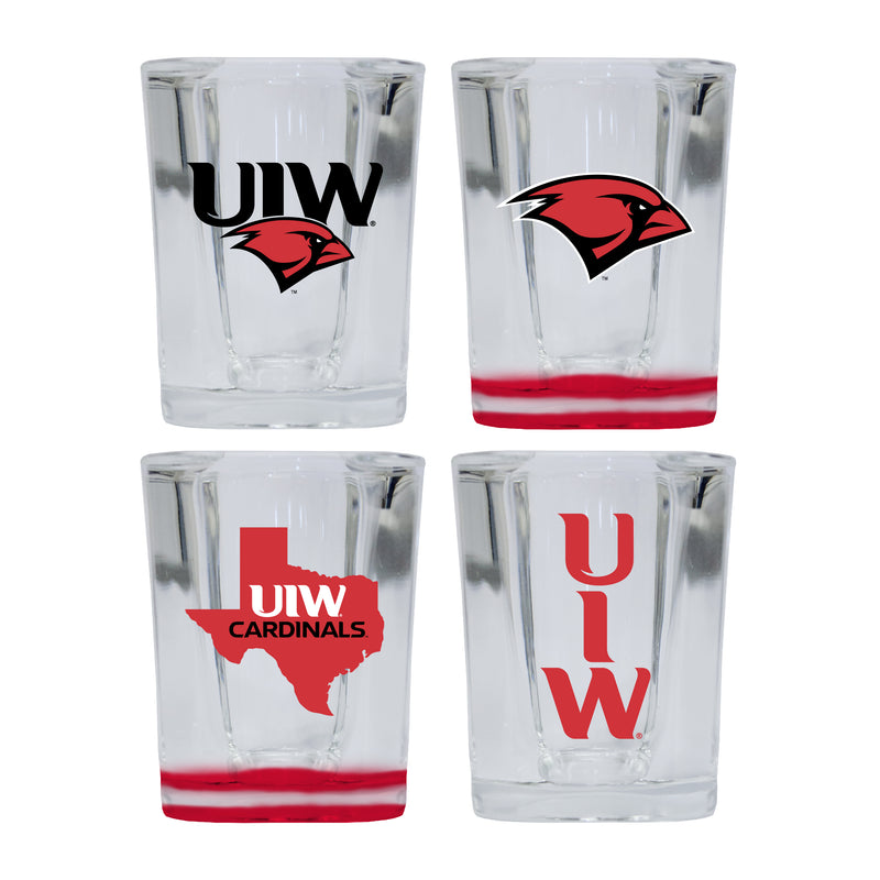 Incarnate Word Cardinals Set of 4 Shot Glasses with School Design, Officially Licensed Glassware
