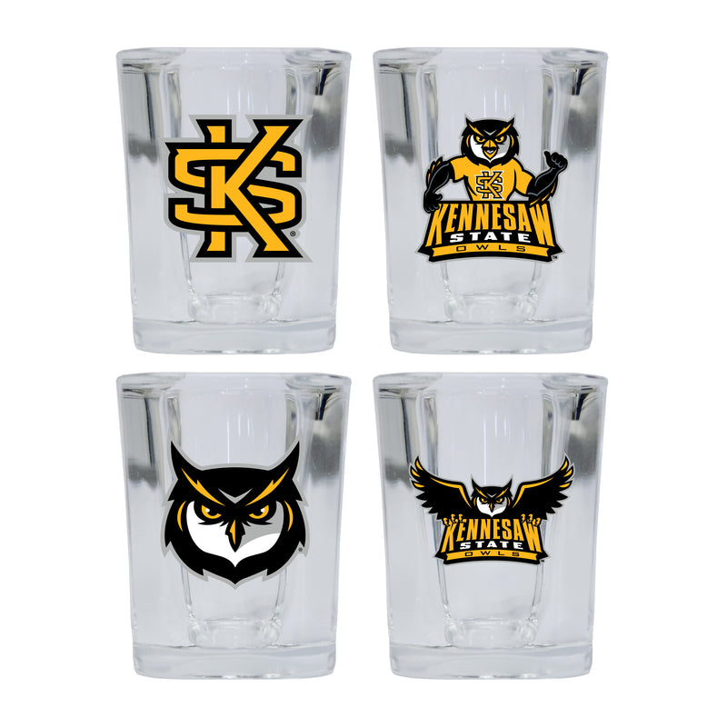 Kennesaw State University Set of 4 Shot Glasses with School Design, Officially Licensed Glassware