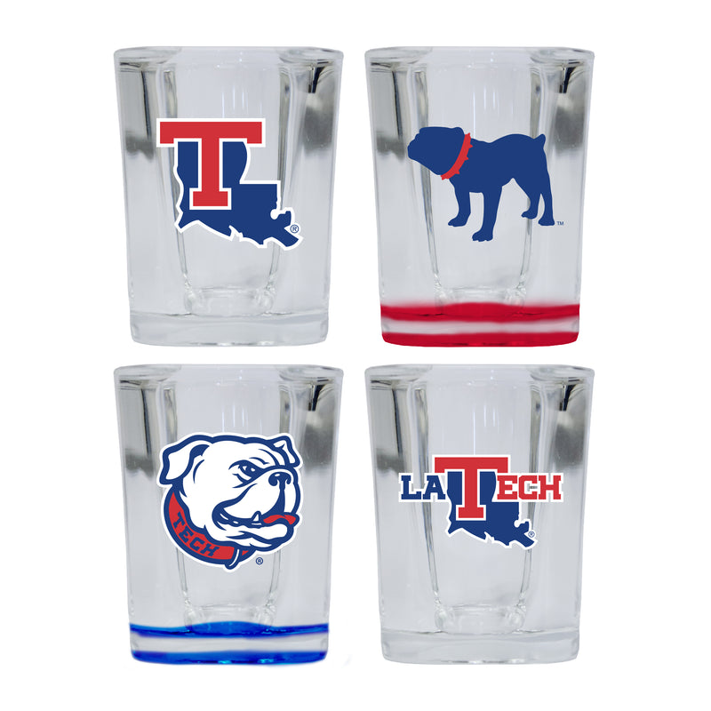 Louisiana Tech Bulldogs Set of 4 Shot Glasses with School Design, Officially Licensed Glassware