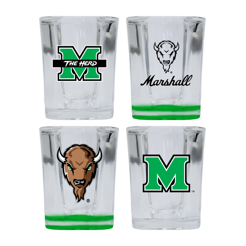 Marshall Thundering Herd Set of 4 Shot Glasses with School Design, Officially Licensed Glassware