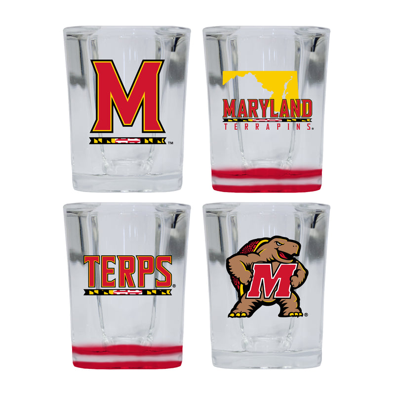Maryland Terrapins Set of 4 Shot Glasses with School Design, Officially Licensed Glassware