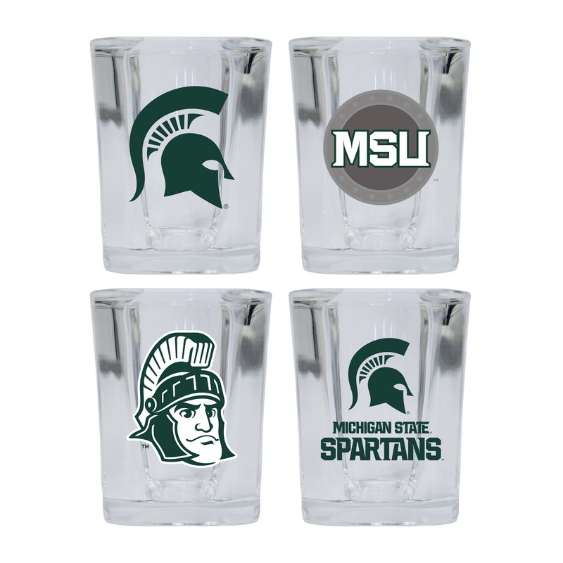 Michigan State Spartans Set of 4 Shot Glasses with School Design, Officially Licensed Glassware