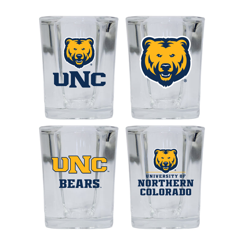 Northern Colorado Bears Set of 4 Shot Glasses with School Design, Officially Licensed Glassware