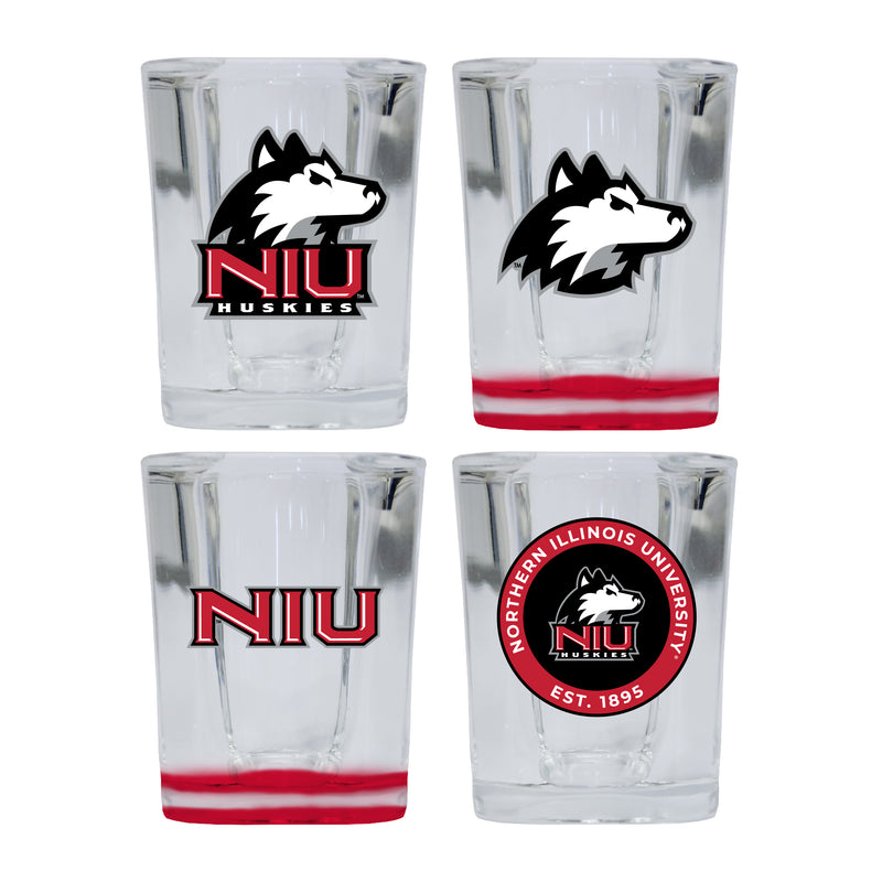 Northern Illinois Huskies Set of 4 Shot Glasses with School Design, Officially Licensed Glassware