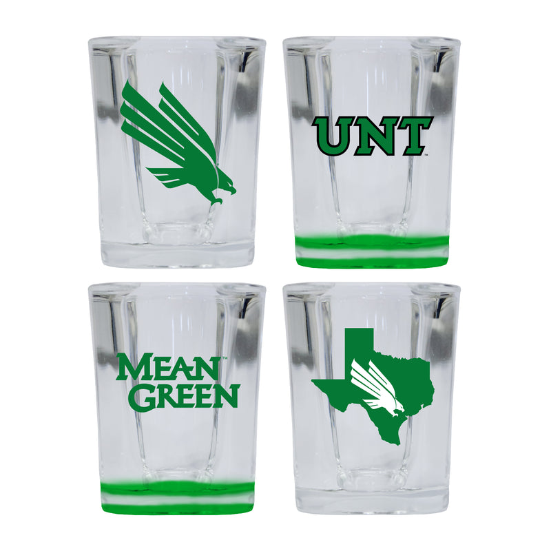North Texas Set of 4 Shot Glasses with School Design, Officially Licensed Glassware