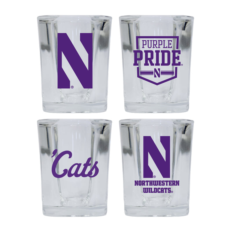 Northwestern University Wildcats Set of 4 Shot Glasses with School Design, Officially Licensed Glassware