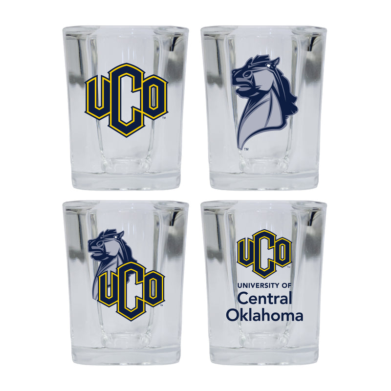 University of Central Oklahoma Bronchos Set of 4 Shot Glasses with School Design, Officially Licensed Glassware