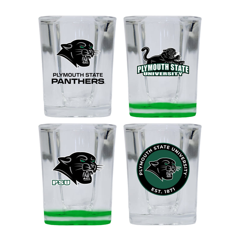 Plymouth State University Set of 4 Shot Glasses with School Design, Officially Licensed Glassware