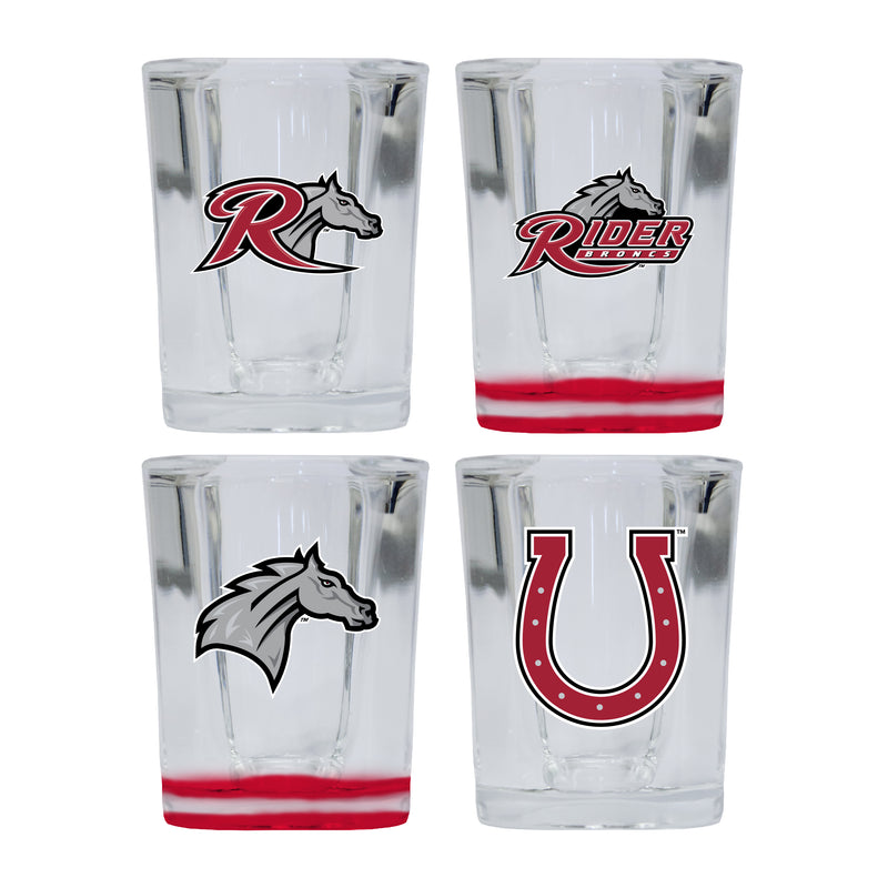 Rider University Broncs Set of 4 Shot Glasses with School Design, Officially Licensed Glassware