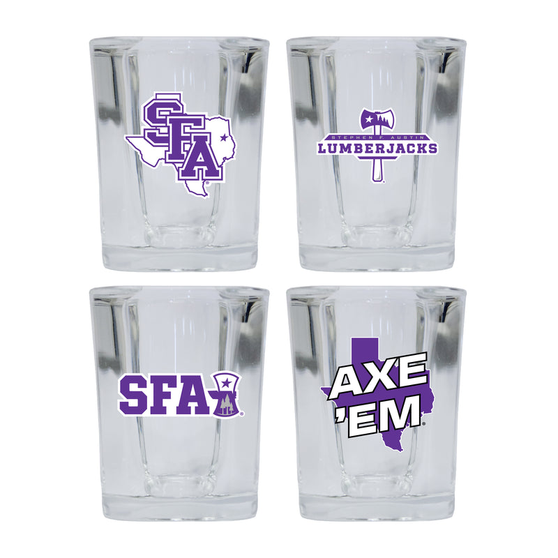 Stephen F. Austin State University Set of 4 Shot Glasses with School Design, Officially Licensed Glassware