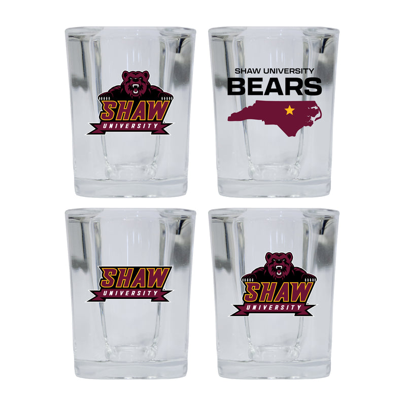 Shaw University Bears Set of 4 Shot Glasses with School Design, Officially Licensed Glassware
