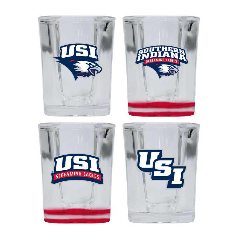 University of Southern Indiana Set of 4 Shot Glasses with School Design, Officially Licensed Glassware