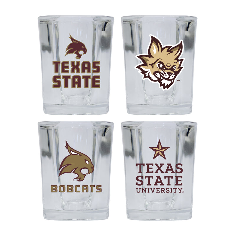 Texas State Bobcats Set of 4 Shot Glasses with School Design, Officially Licensed Glassware