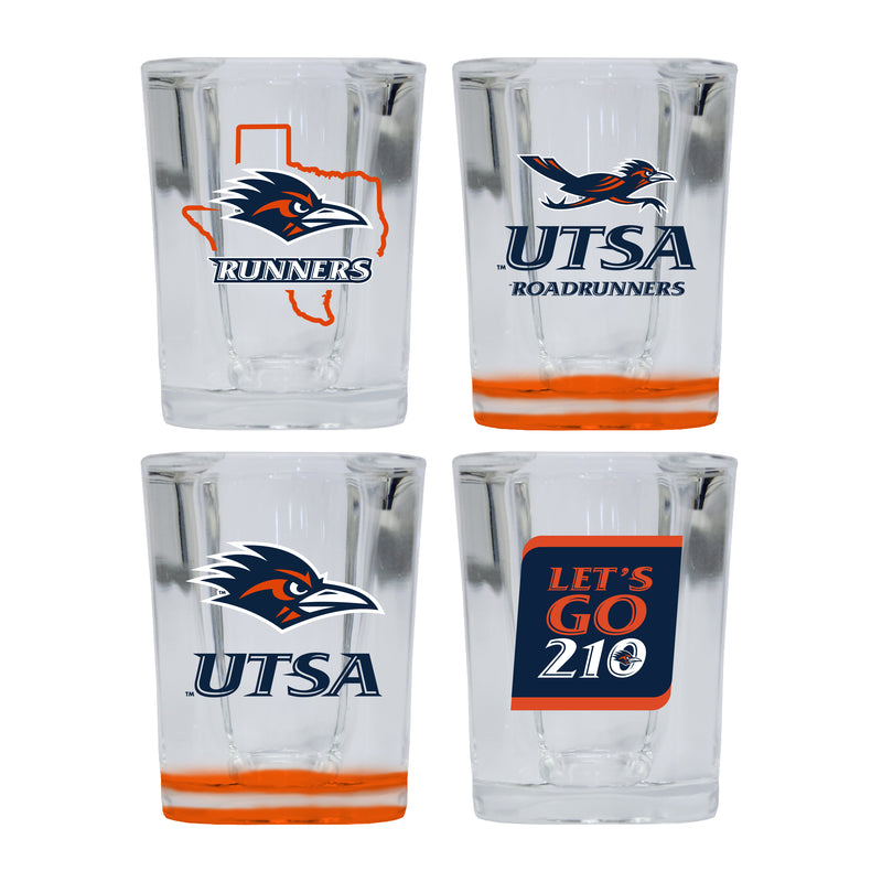 UTSA Roadrunners Set of 4 Shot Glasses with School Design, Officially Licensed Glassware