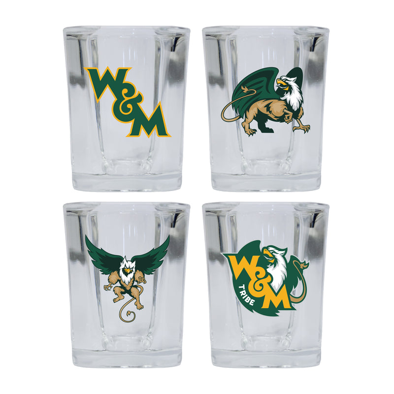 William and Mary Set of 4 Shot Glasses with School Design, Officially Licensed Glassware