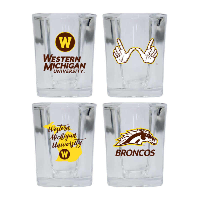 Western Michigan University Set of 4 Shot Glasses with School Design, Officially Licensed Glassware