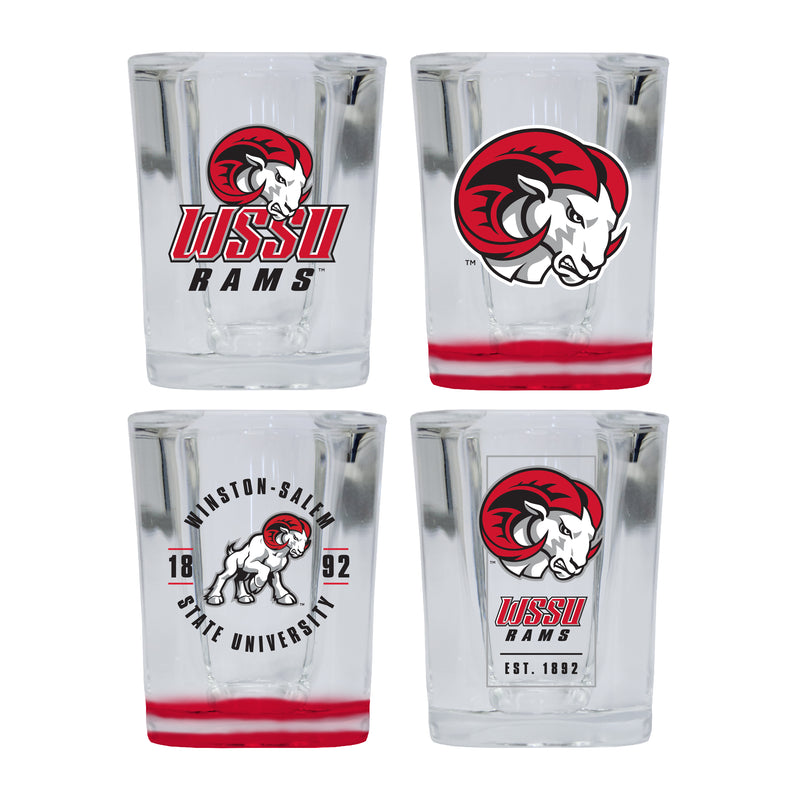 Winston-Salem State Set of 4 Shot Glasses with School Design, Officially Licensed Glassware
