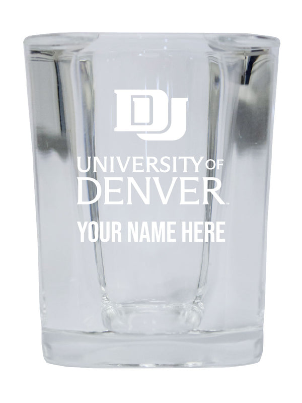 NCAA University of Denver Pioneers Personalized 2oz Stemless Shot Glass - Custom Laser Etched