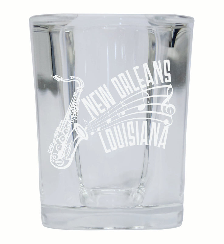 New Orleans Louisiana Souvenir 2 Ounce Engraved Shot Glass Square 2-Pack