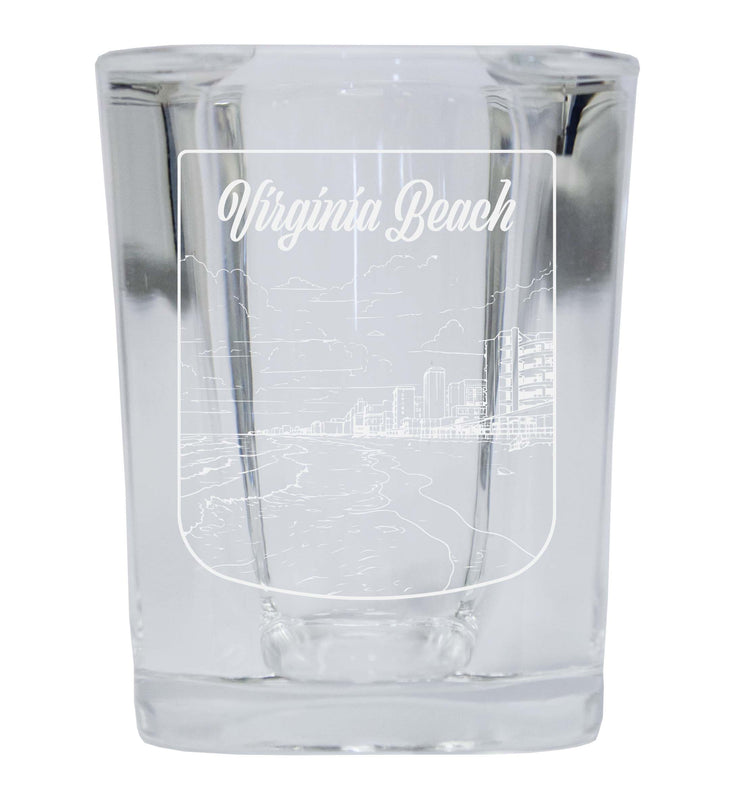 Virginia Beach Virginia Souvenir 2 Ounce Engraved Shot Glass Square 4-Pack