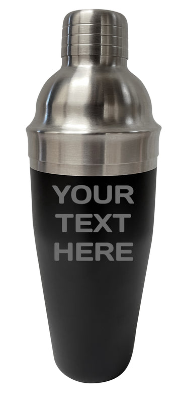 Custom 24 oz Stainless Steel Black Matte Cocktail Shaker Personalized With Custom Text