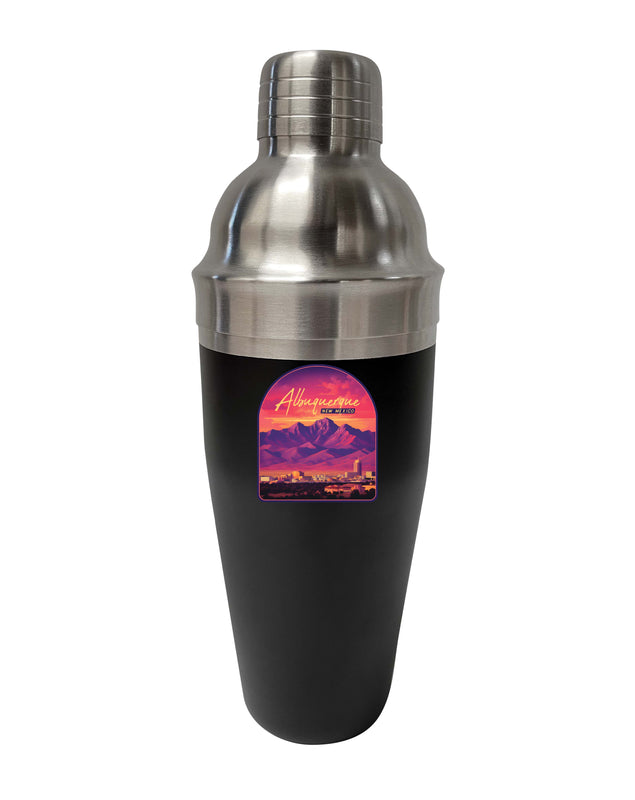 Alburqueque New Mexico Design B Souvenir 24 oz Stainless Steel Cocktail Shaker Black 2-Pack