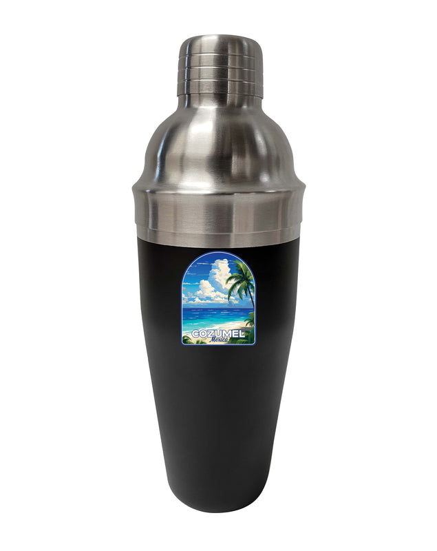 Cozumel Mexico Design C Souvenir 24 oz Stainless Steel Cocktail Shaker Black 4-Pack