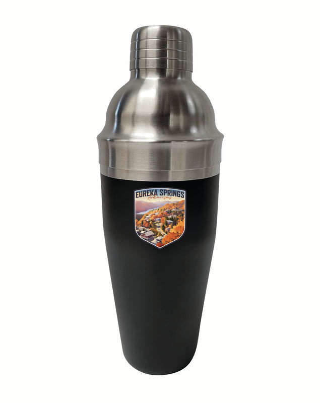 Eureka Springs Arkansas Little Switzerland of the Ozarks Design Souvenir 24 oz Stainless Steel Cocktail Shaker Black 4-Pack