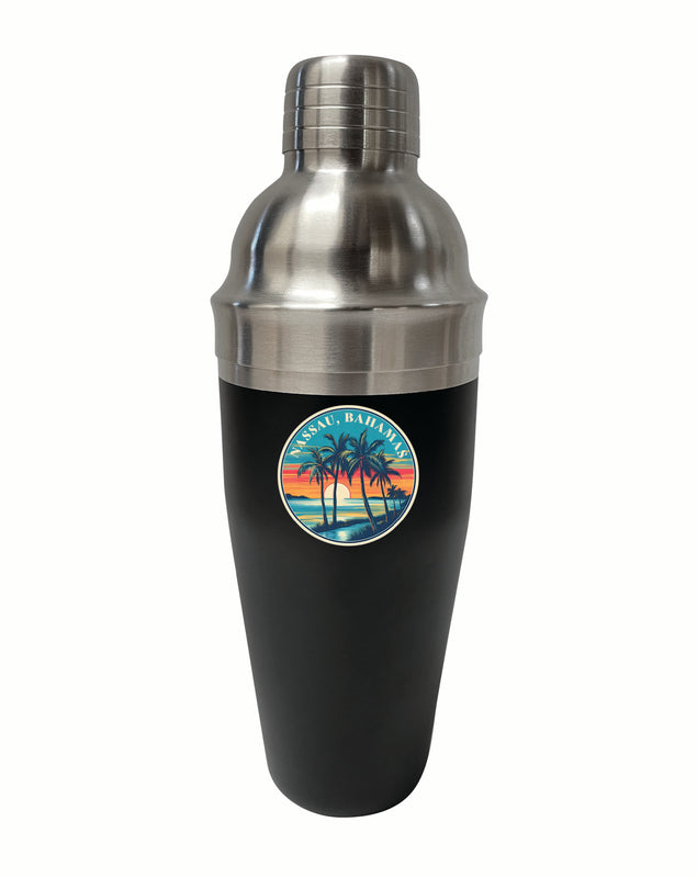 Nassau the Bahamas Design D Souvenir 24 oz Stainless Steel Cocktail Shaker Black Single