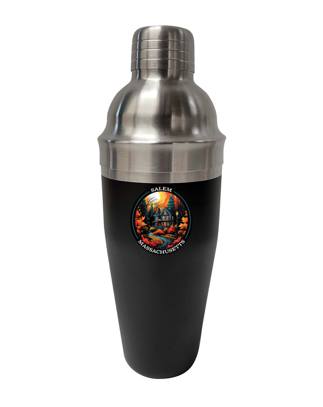 Salem Massachussettes Design B Souvenir 24 oz Stainless Steel Cocktail Shaker Black Single